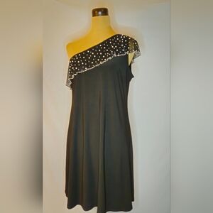 MSK Black One Shoulder Shift Dress